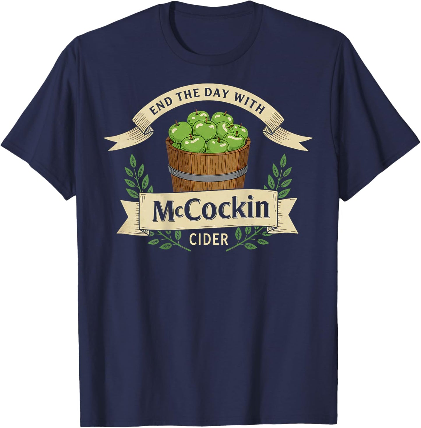 Funny Irish Cider Parody Patrick’s Day Humor Wordplay T-Shirt - T-Shirt | Navy