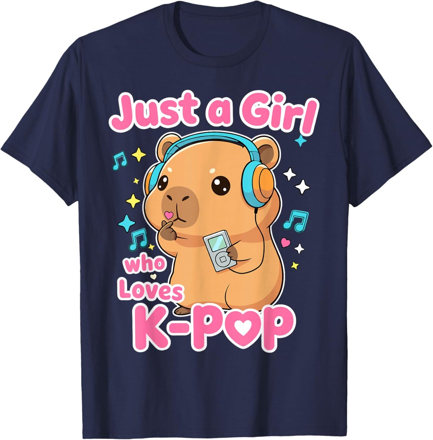 Just A Girl Who Loves K-Pop Cute Capybara T-Shirt - T-Shirt | Navy