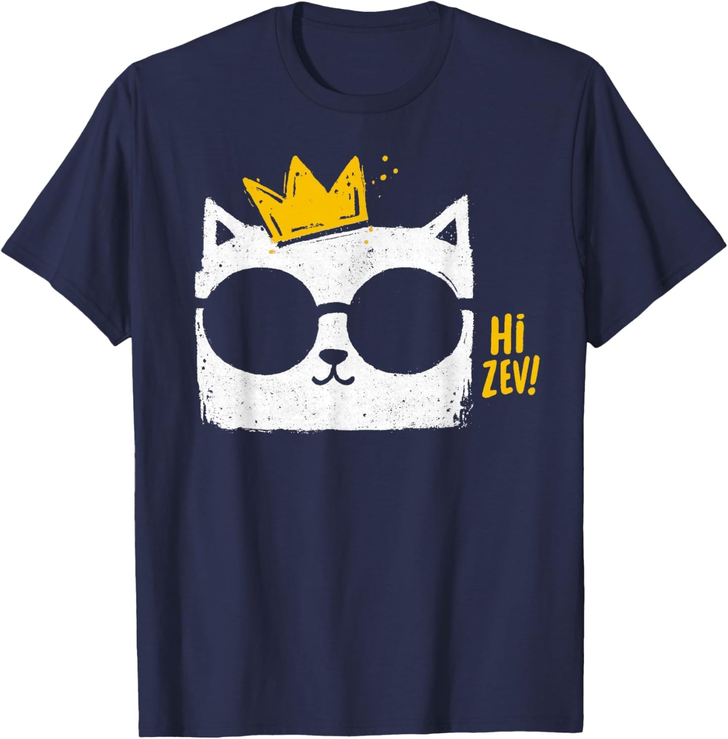 Hi Zev Funny Princess Cat Meme Cute Cat T-Shirt - T-Shirt | Navy