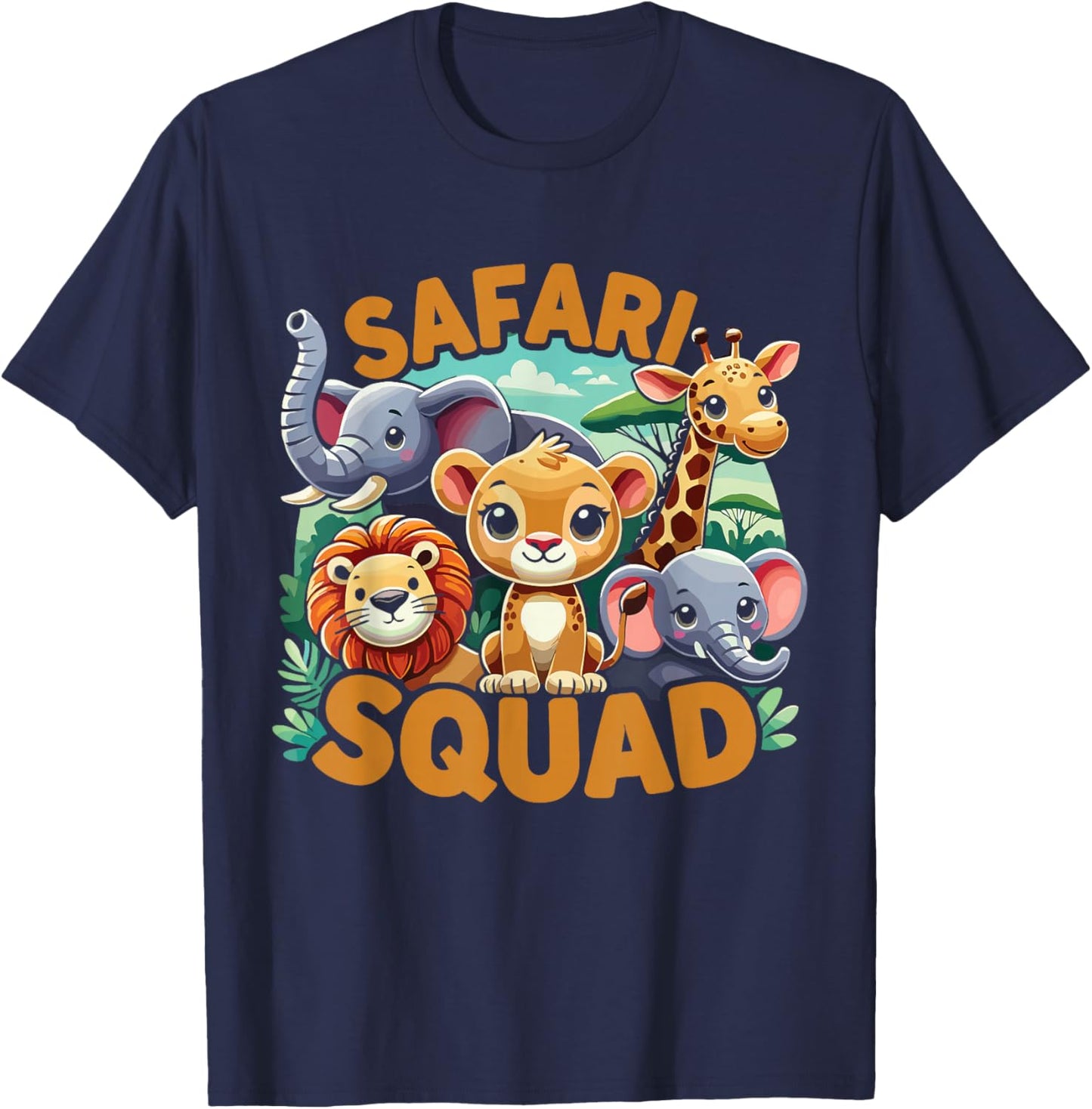 Safari Squad Animals Wildlife Africa T-Shirt - T-Shirt | Navy