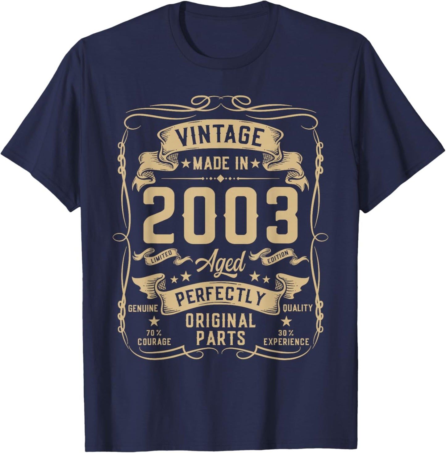 Vintage 2003 23yr 23rd Birthday Gifts 23 Years Old T-Shirt - T-Shirt | Navy