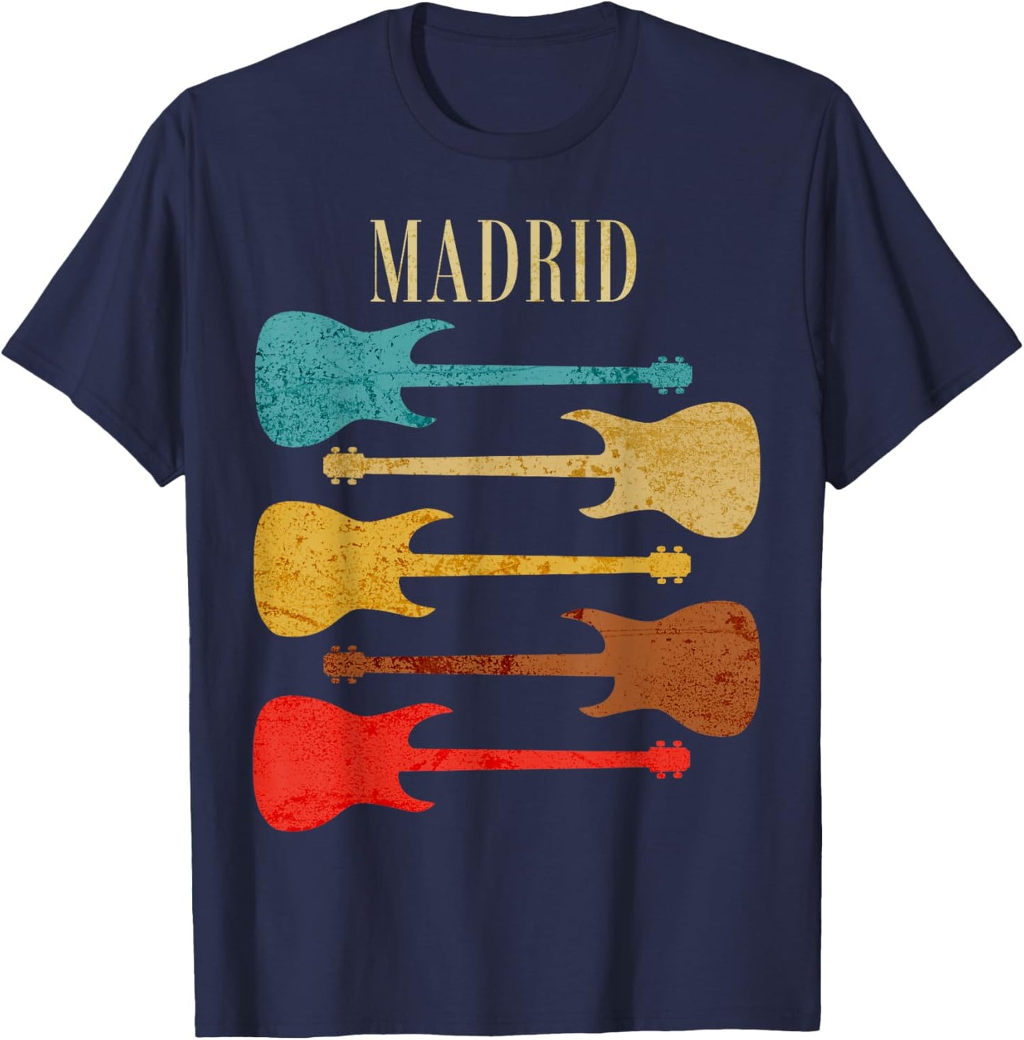 Madrid Concert Rock Music Festival Guitars Spain T-Shirt - T-Shirt | Navy