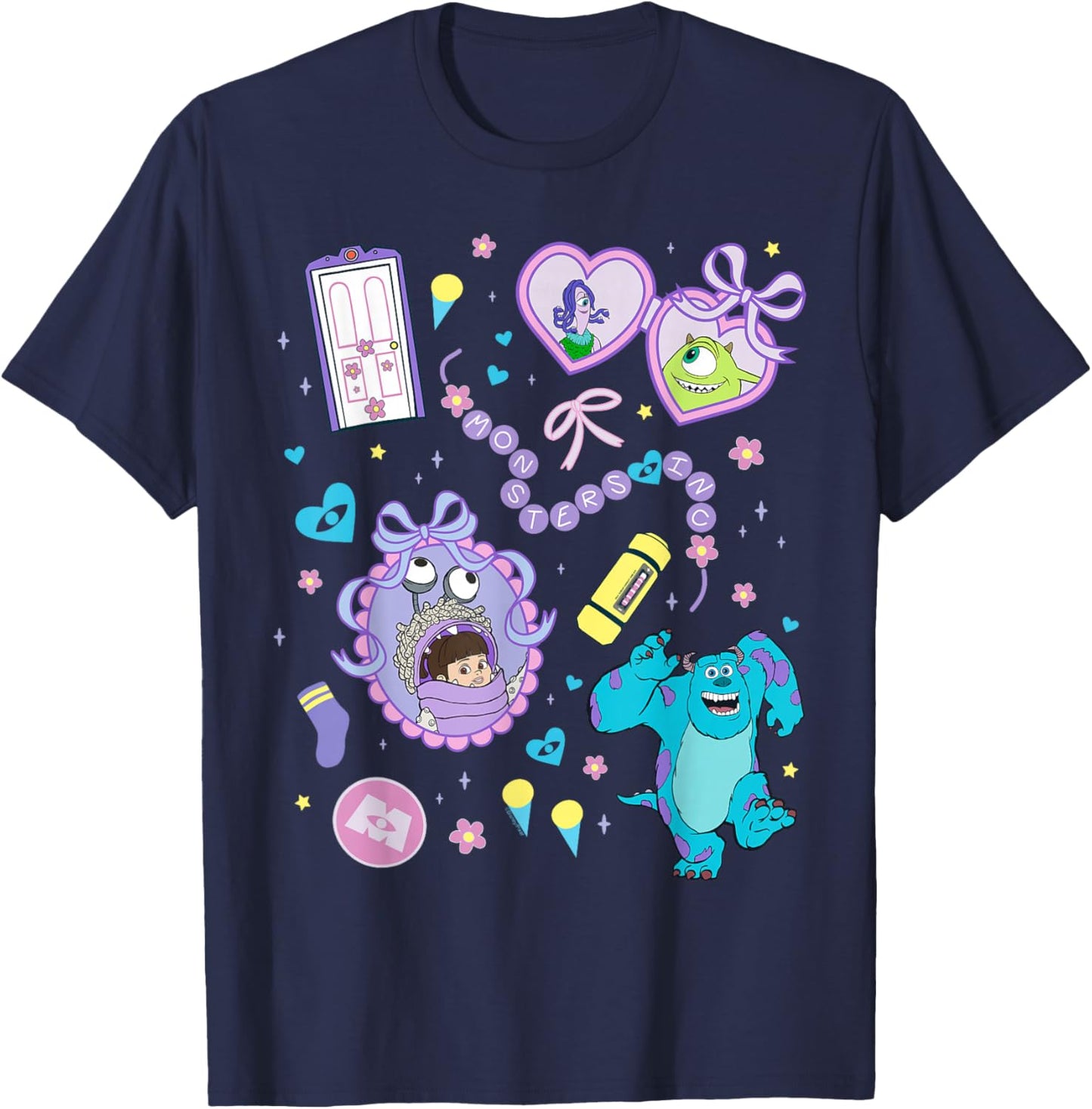 Disney and Pixar's Monsters, Inc. Coquette Collage T-Shirt - T-Shirt | Navy