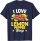 I Love Lemon Pepper Wings - Chicken Wings Novelty Gear T-Shirt - T-Shirt | Navy