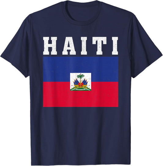 Haiti Flag Patriotic National Roots Souvenir T-Shirt - T-Shirt | Navy