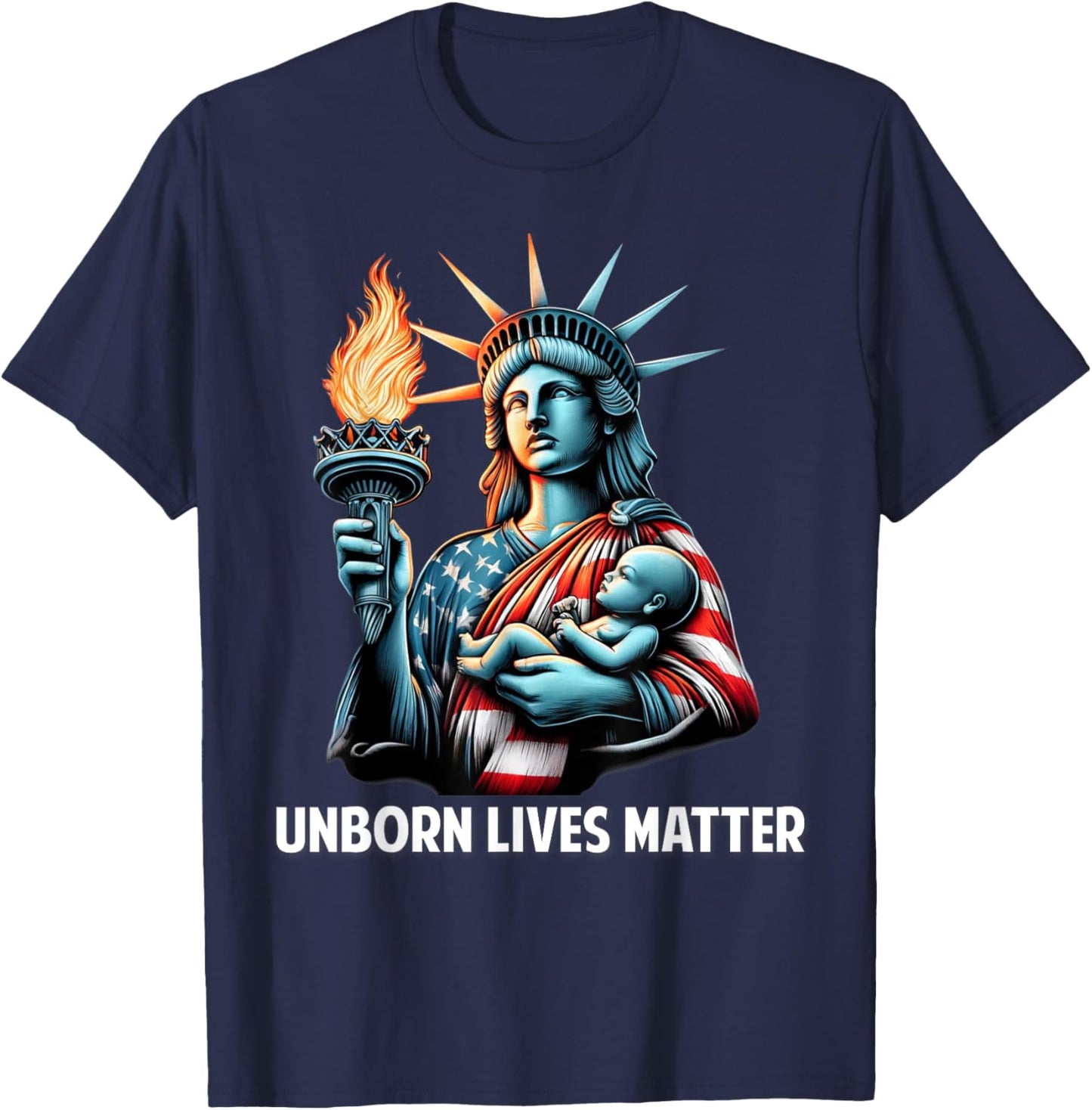 Patriotic American Unborn Lives Matter Pro-Life Catholic Men T-Shirt - T-Shirt | Navy