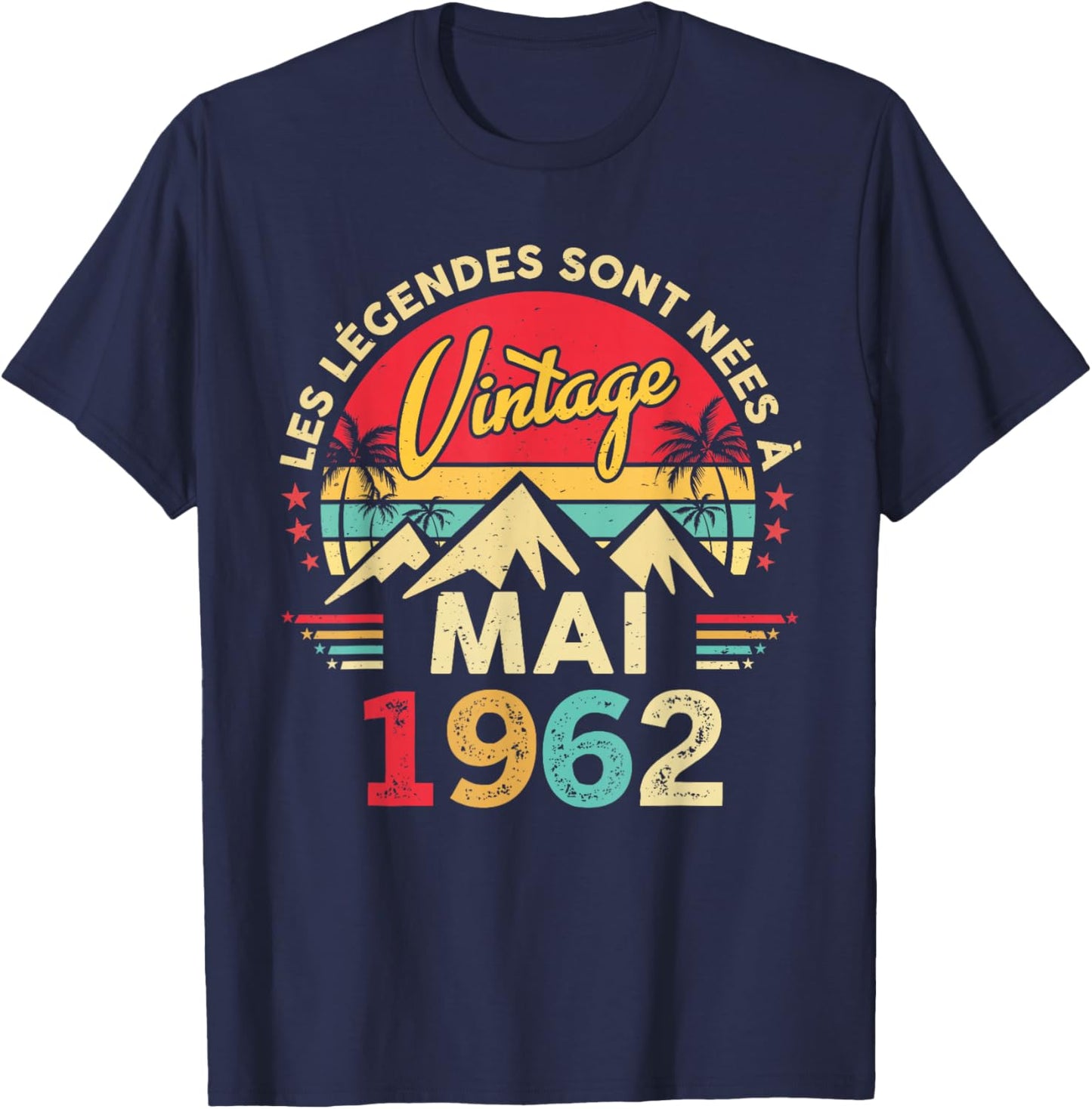 Vintage Mai 1962 Cadeau Anniversaire 64 Ans Hommes Femmes T-Shirt - T-Shirt | Navy