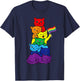 Cat Stack Rainbow Lesbian Gay Pride Ally LGBT Men Women Kids T-Shirt - T-Shirt | Navy