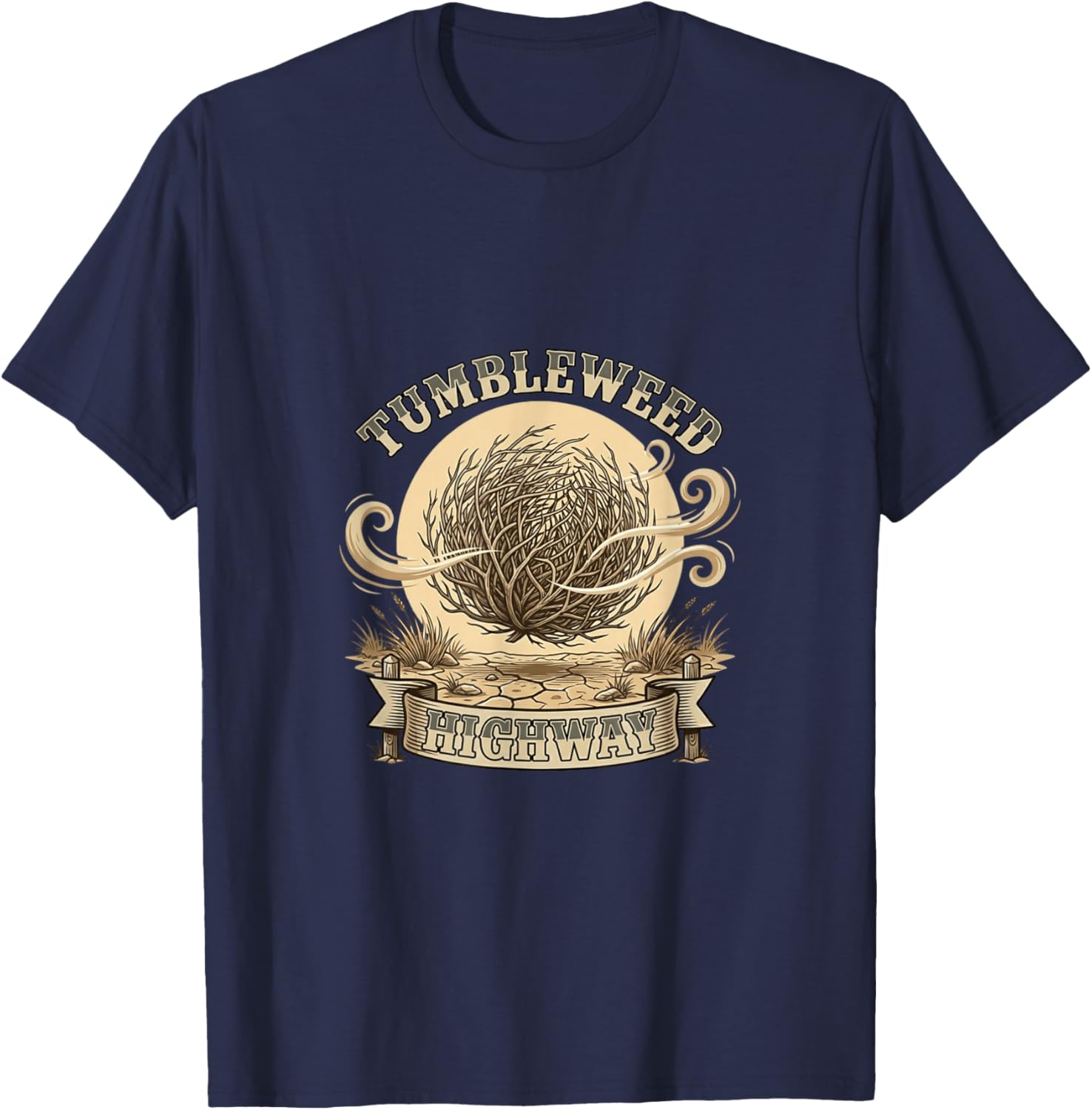 Tumbleweed Highway Western Desert Graphique Vintage T-Shirt - T-Shirt | Navy