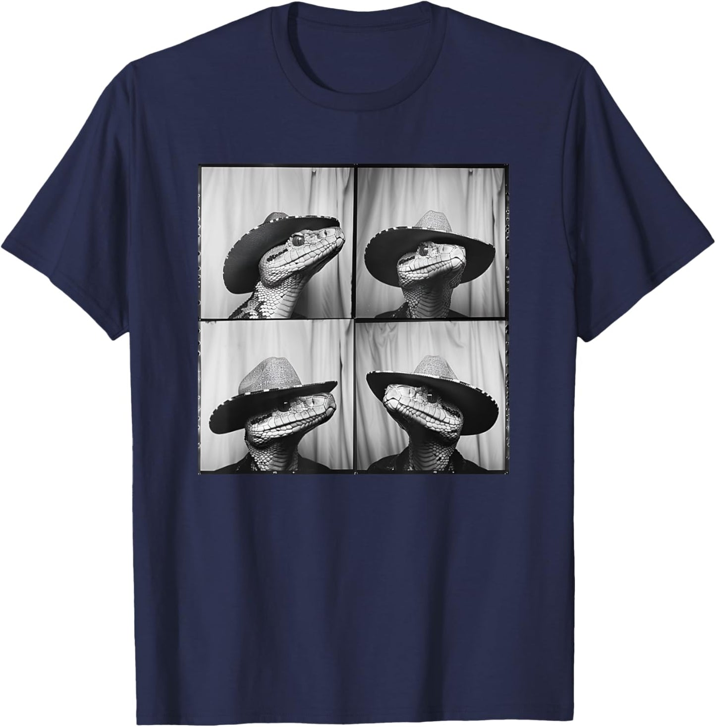 Snake Wearing Cowboy Hat Funny Animal Photobooth Snake Lover T-Shirt - T-Shirt | Navy
