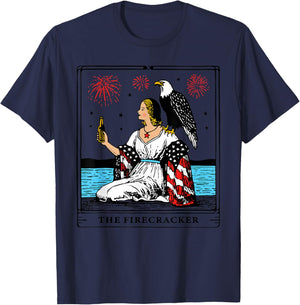 Funny Independence Day, The Firecracker Tarot Card T-Shirt - T-Shirt | Navy