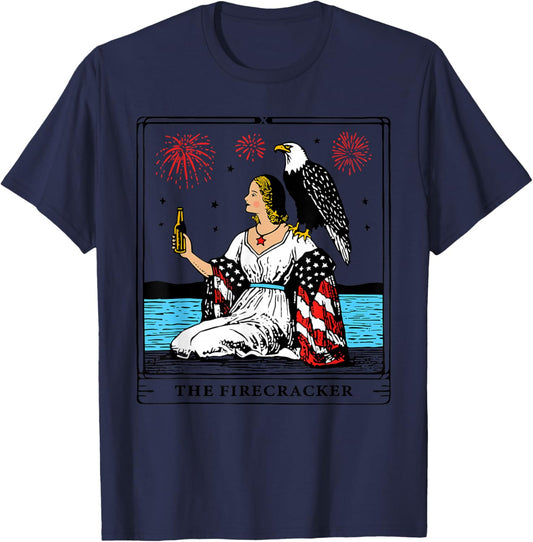 Funny Independence Day, The Firecracker Tarot Card T-Shirt - T-Shirt | Navy