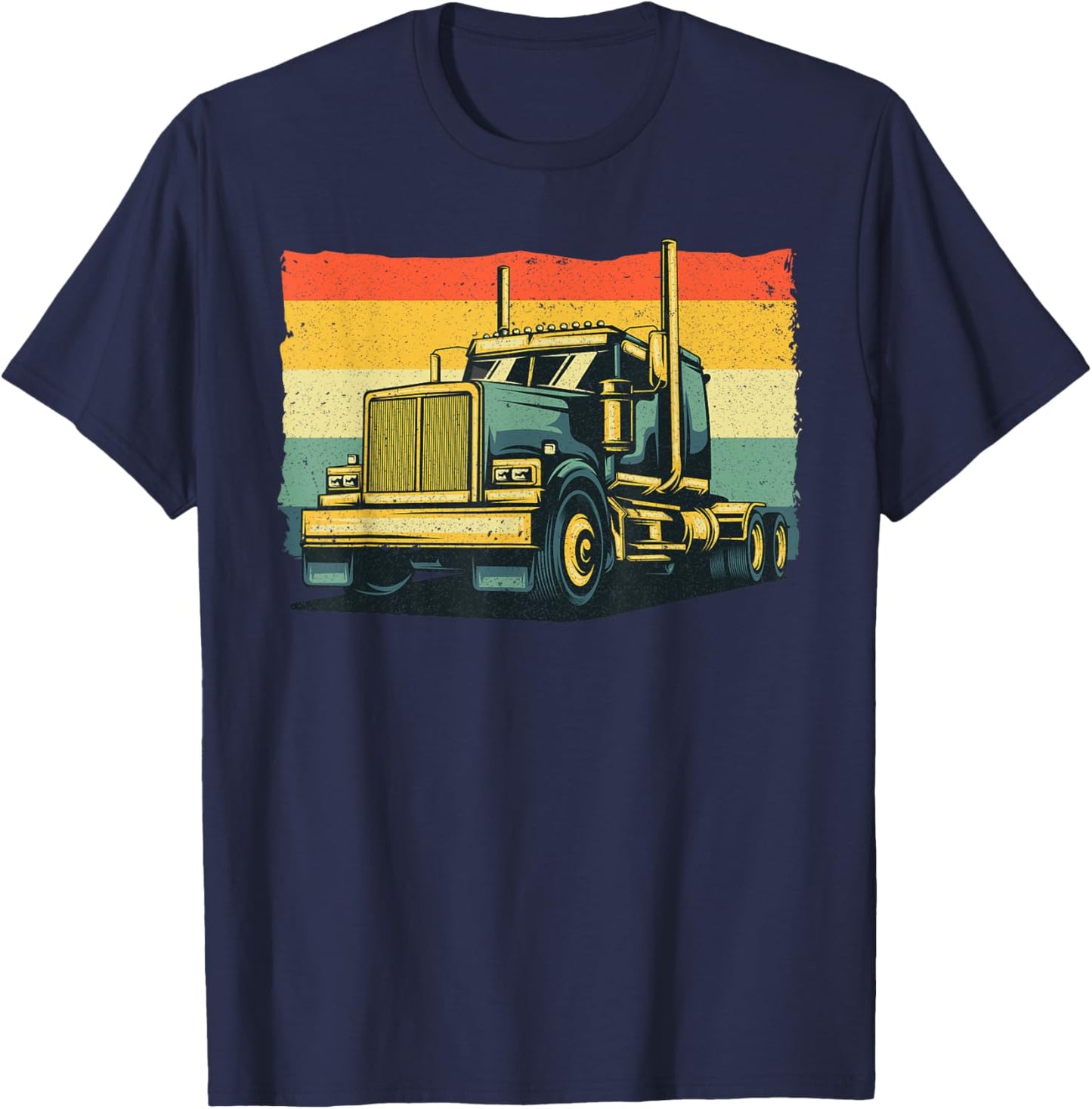 Vintage Trucker Art Women Kids Trucking Truck Driver T-Shirt - T-Shirt | Navy
