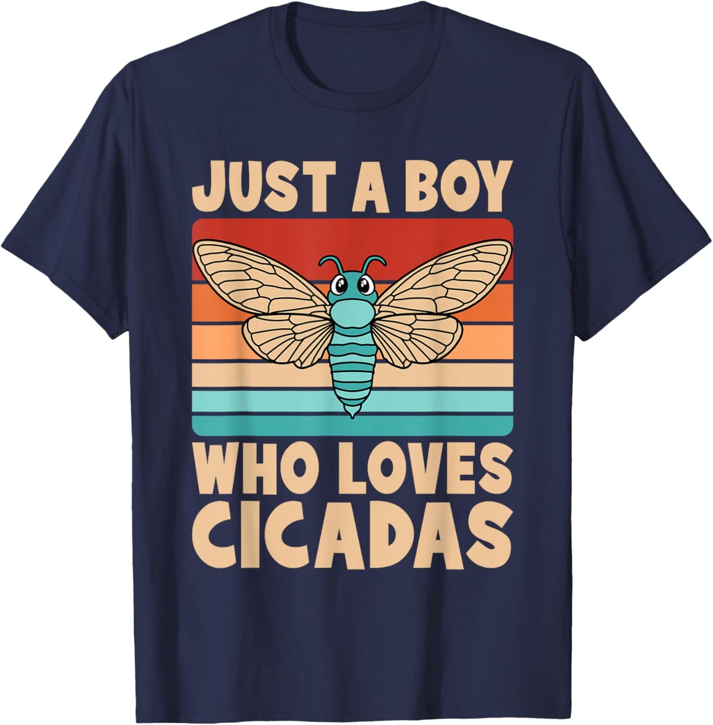 Just A Boy Who Loves Cicadas Funny Cicada Insect Boys Kids T-Shirt - T-Shirt | Navy