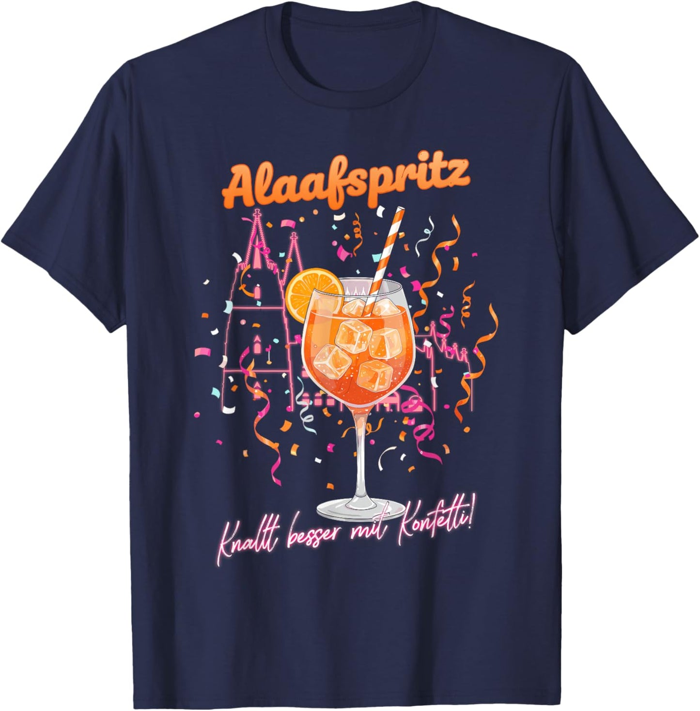 Cologne Carnival Costume Women's Funny Party Outfit Confetti T-Shirt - T-Shirt | Navy