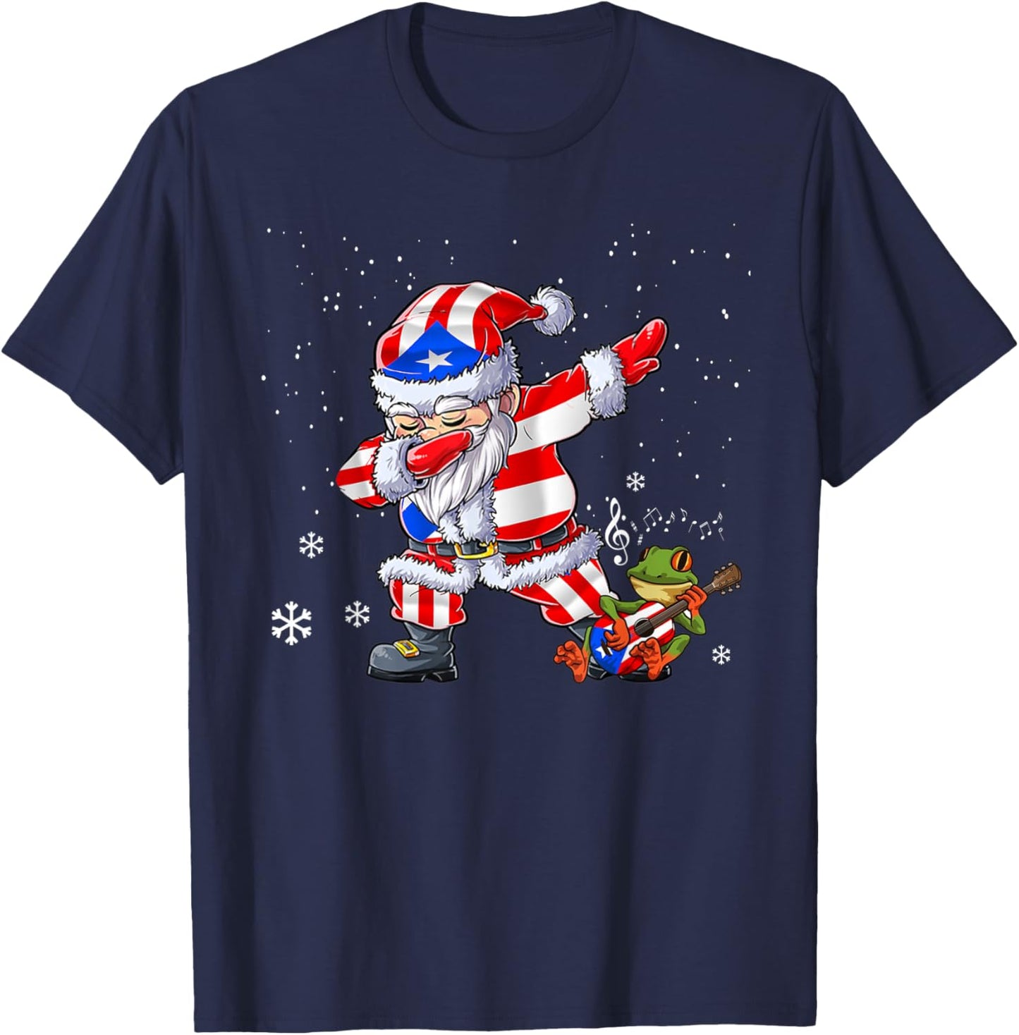 Dabbing Puerto Rico Santa Claus Christmas Boys Men Funny Dab T-Shirt - T-Shirt | Navy