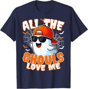 All The Ghouls Love Me Toddlers Halloween Boys Child Costume T-Shirt - T-Shirt | Navy