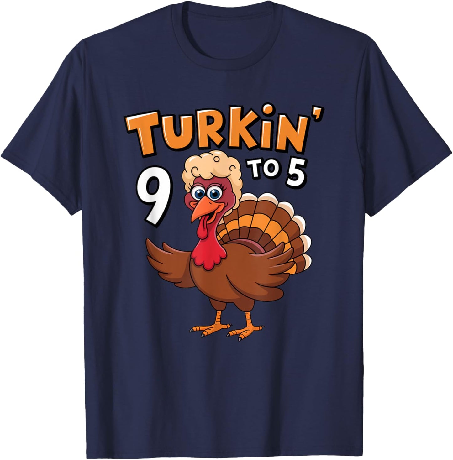 Turkin' 9 to 5 Cute Fall Western Thanksgiving Women Cowgirl T-Shirt - T-Shirt | Navy