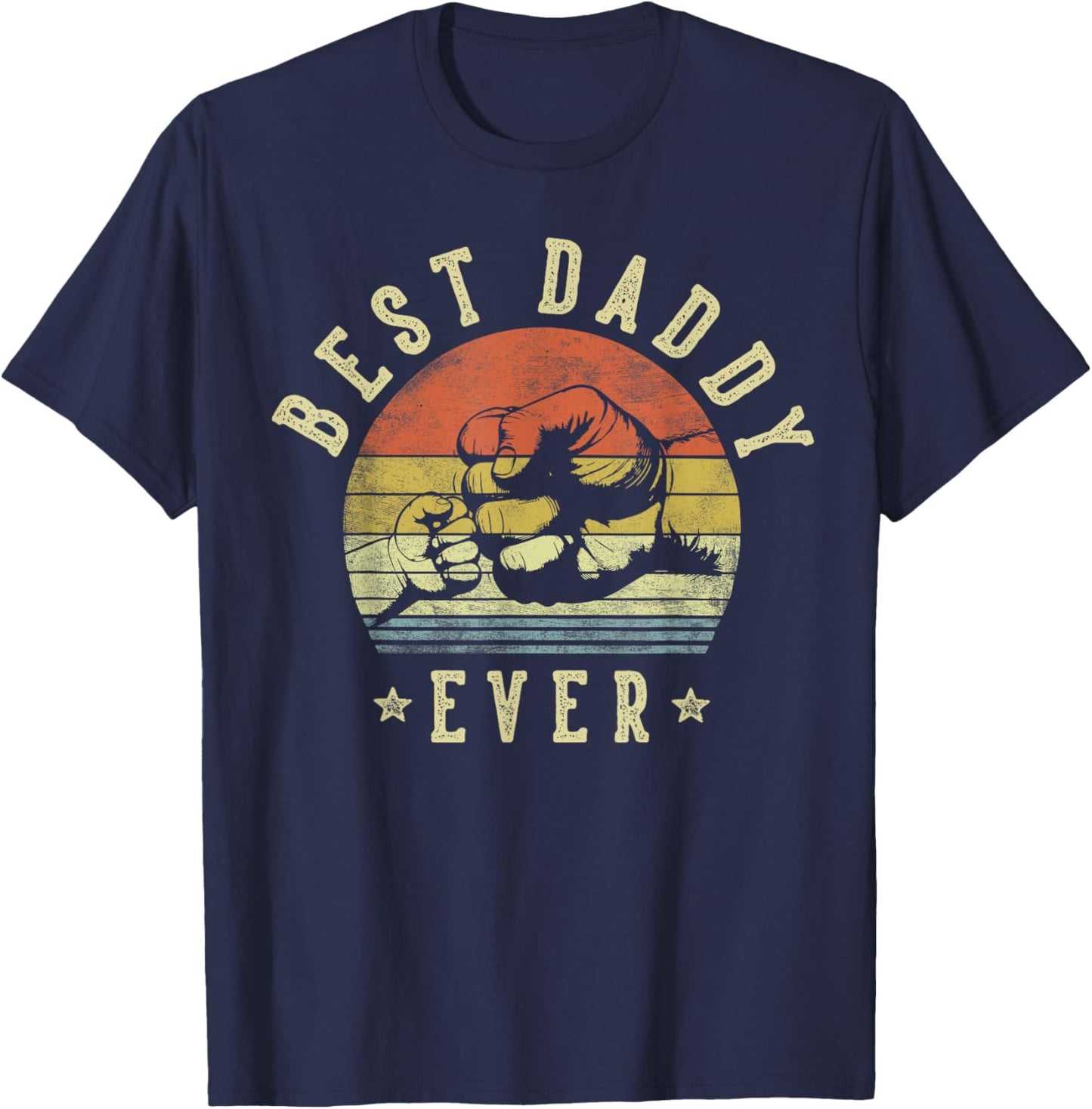 Best Daddy Ever - Retro Fist Bump Vintage Design Daddy T-Shirt - T-Shirt | Navy