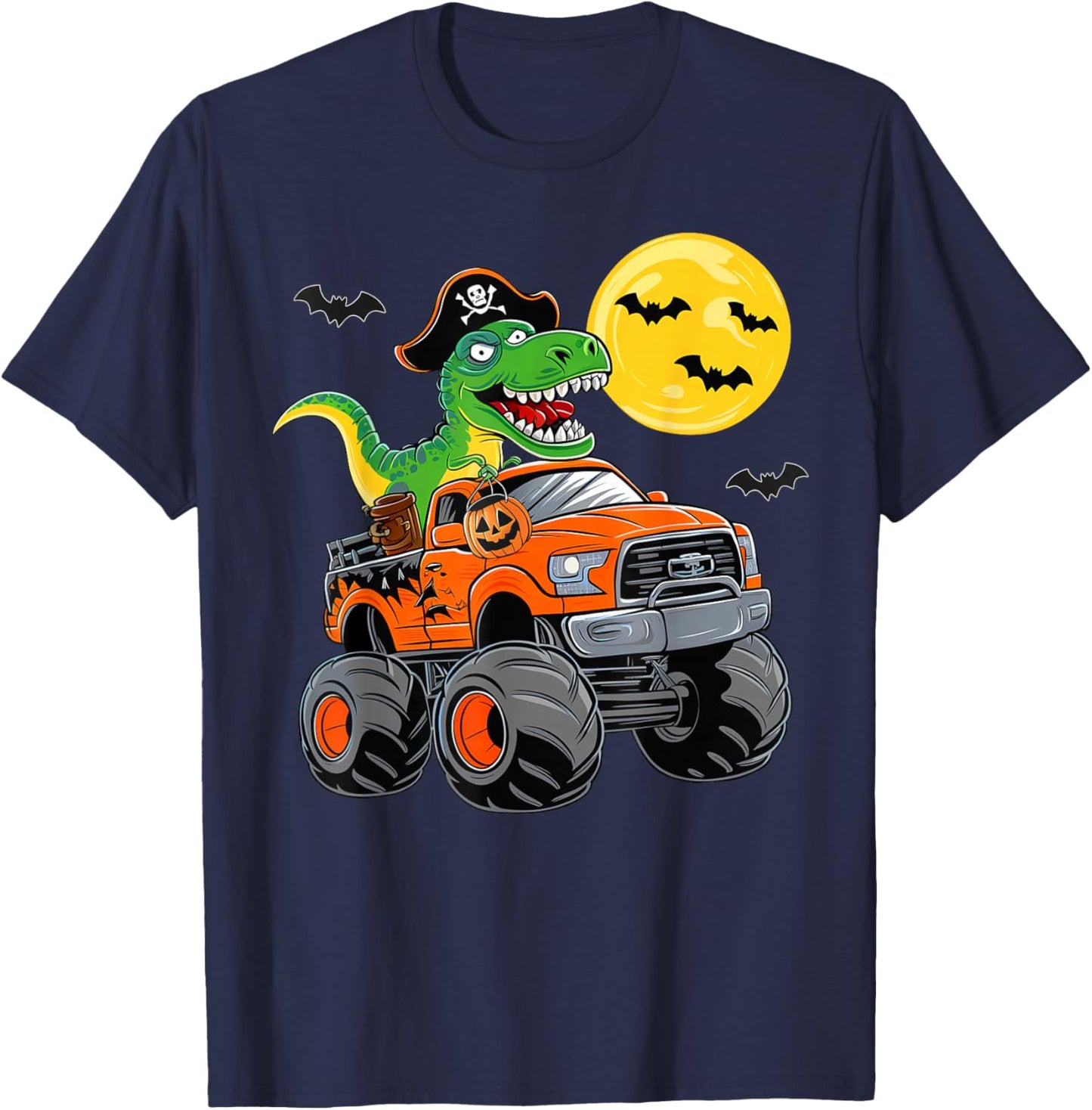 Boys Halloween Monster Truck T Rex Pirate Dinosaur Toddler T-Shirt - T-Shirt | Navy