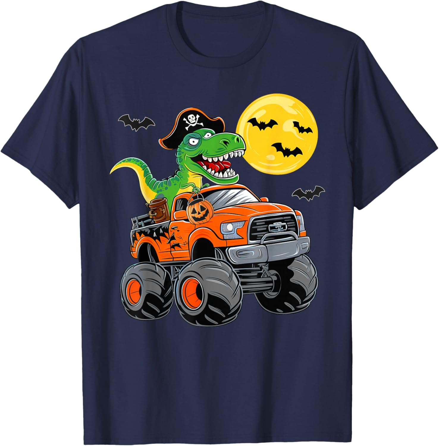 Boys Halloween Monster Truck T Rex Pirate Dinosaur Toddler T-Shirt - T-Shirt | Navy