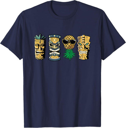 Statues Tiki et Ananas à l'envers pour Couples échangistes T-Shirt - T-Shirt | Navy