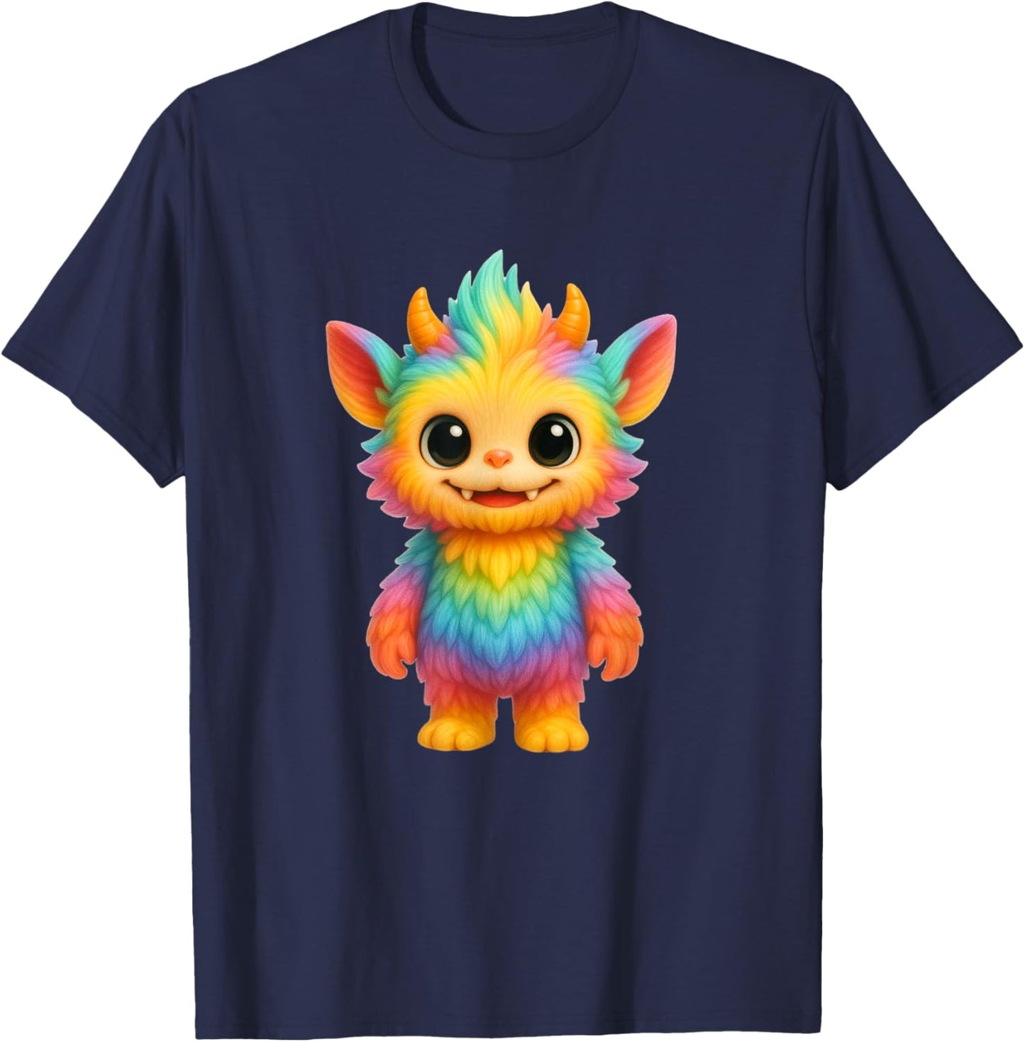 "Zibibi" Rainbow Monster & Apparel Cute Colorful Kawai T-Shirt - T-Shirt | Navy
