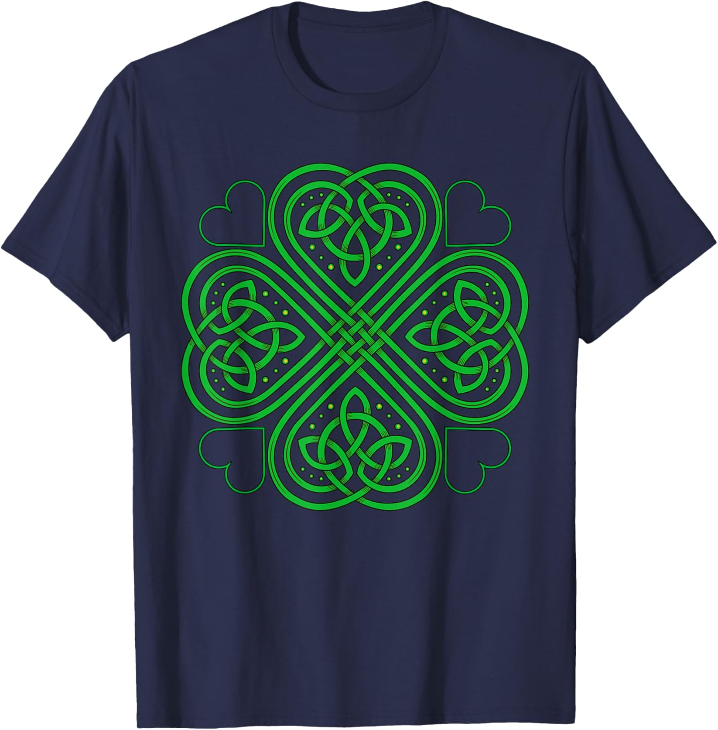 Irish Green Shamrock Celtic Knot Ireland Patricks Day Clover T-Shirt - T-Shirt | Navy