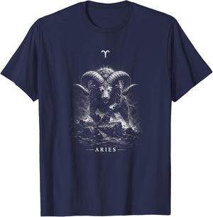 Widder Sternzeichen a Ram Symbol für dunkle Astrologie T-Shirt - T-Shirt | Navy