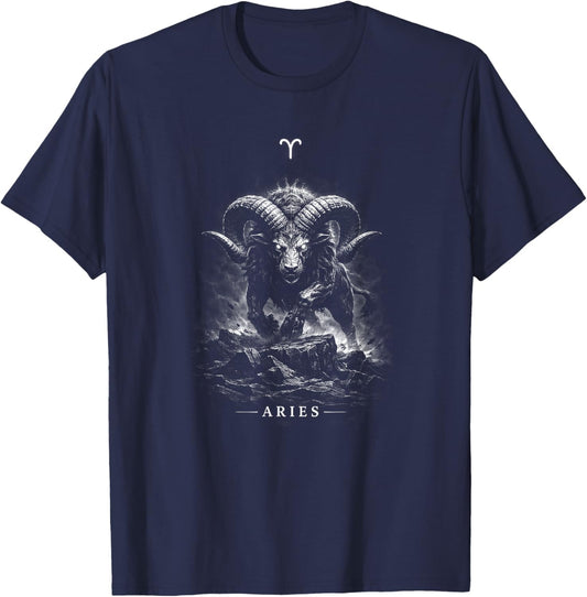 Widder Sternzeichen a Ram Symbol für dunkle Astrologie T-Shirt - T-Shirt | Navy