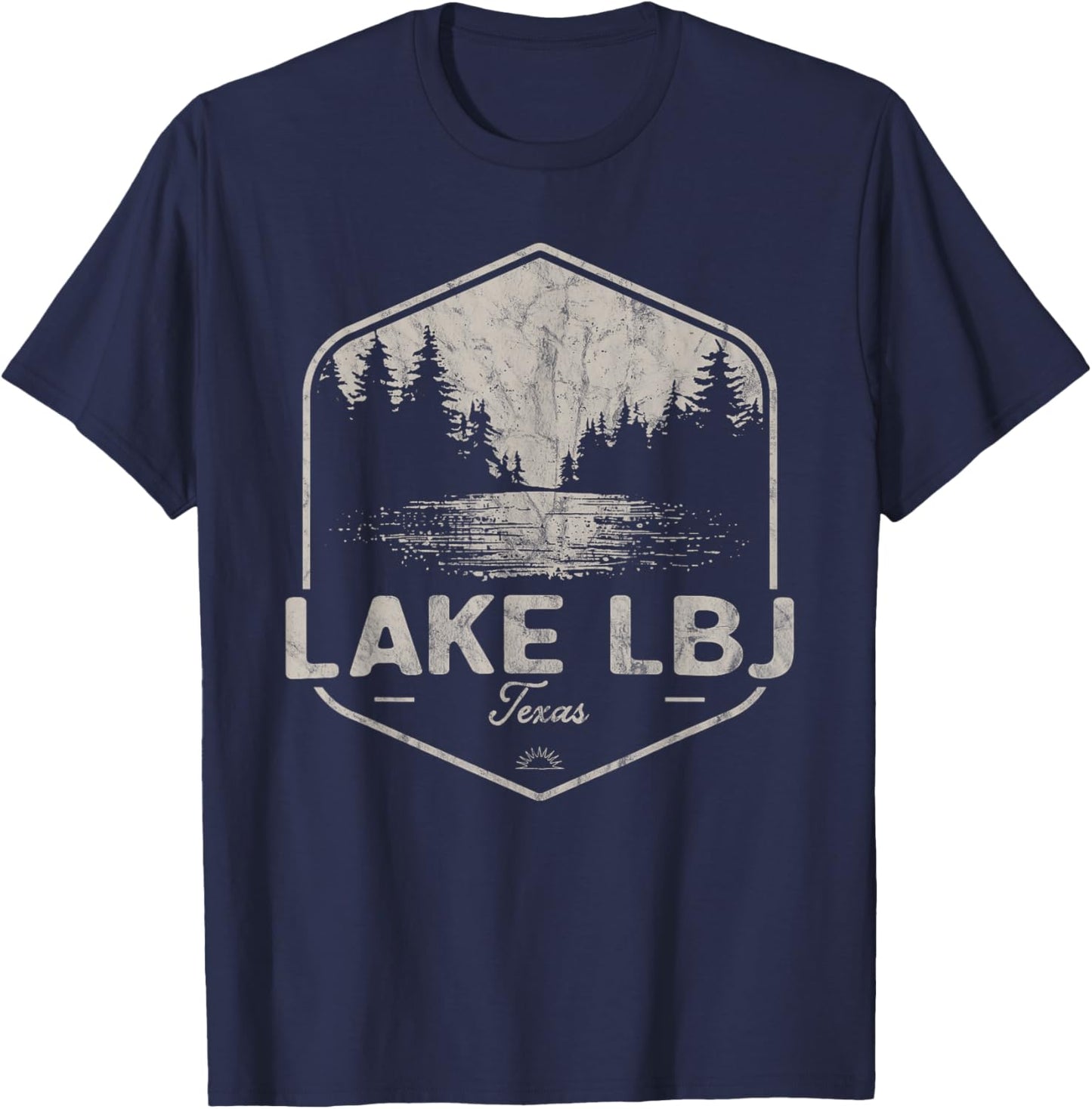 Lake LBJ Texas Outdoors Vintage T-Shirt - T-Shirt | Navy