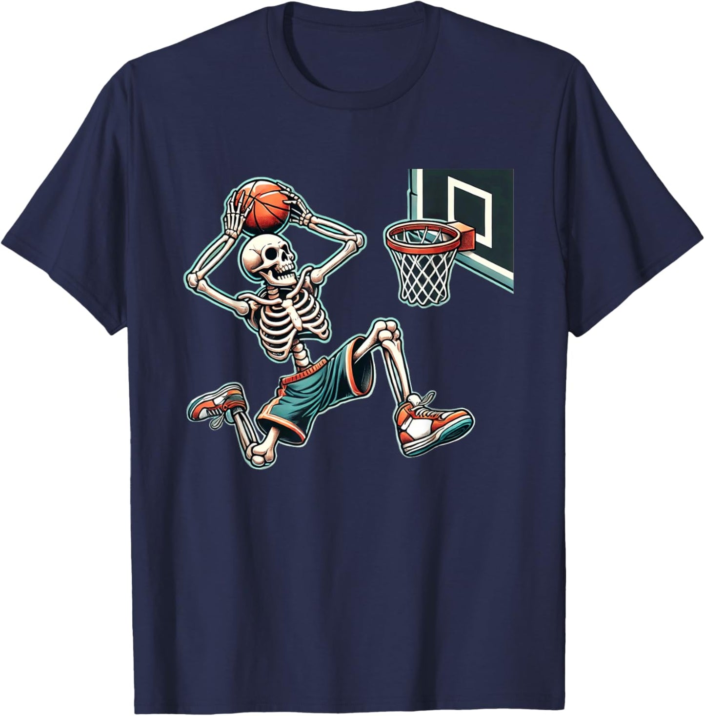 Halloween Basketball Skeleton Basketball Lover T-Shirt - T-Shirt | Navy