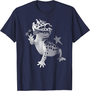 Retro Funny Leopard Gecko Meme Starry Cute Pet Lover Silly T-Shirt - T-Shirt | Navy