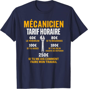 Mechanic Rate Hourly Humor Mechanic Mechanic Automobile T-Shirt - T-Shirt | Navy
