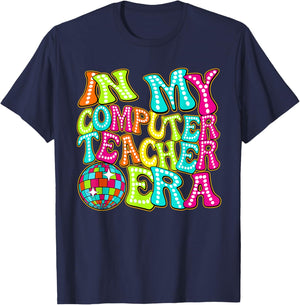 Disco Groovy In My Computer Teacher Era T-Shirt - T-Shirt | Navy