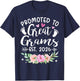 Promoted to Great Grams Est 2026 Flower T-Shirt - T-Shirt | Navy