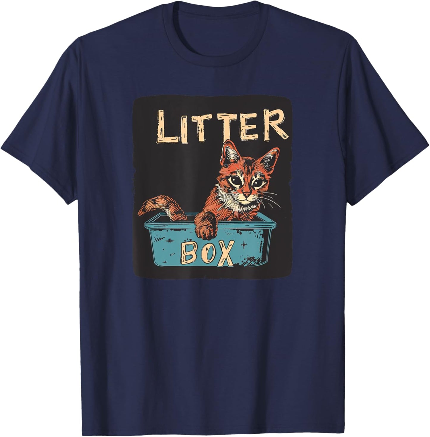Fun Cat and Litter Box Costume Women Kids T-Shirt - T-Shirt | Navy