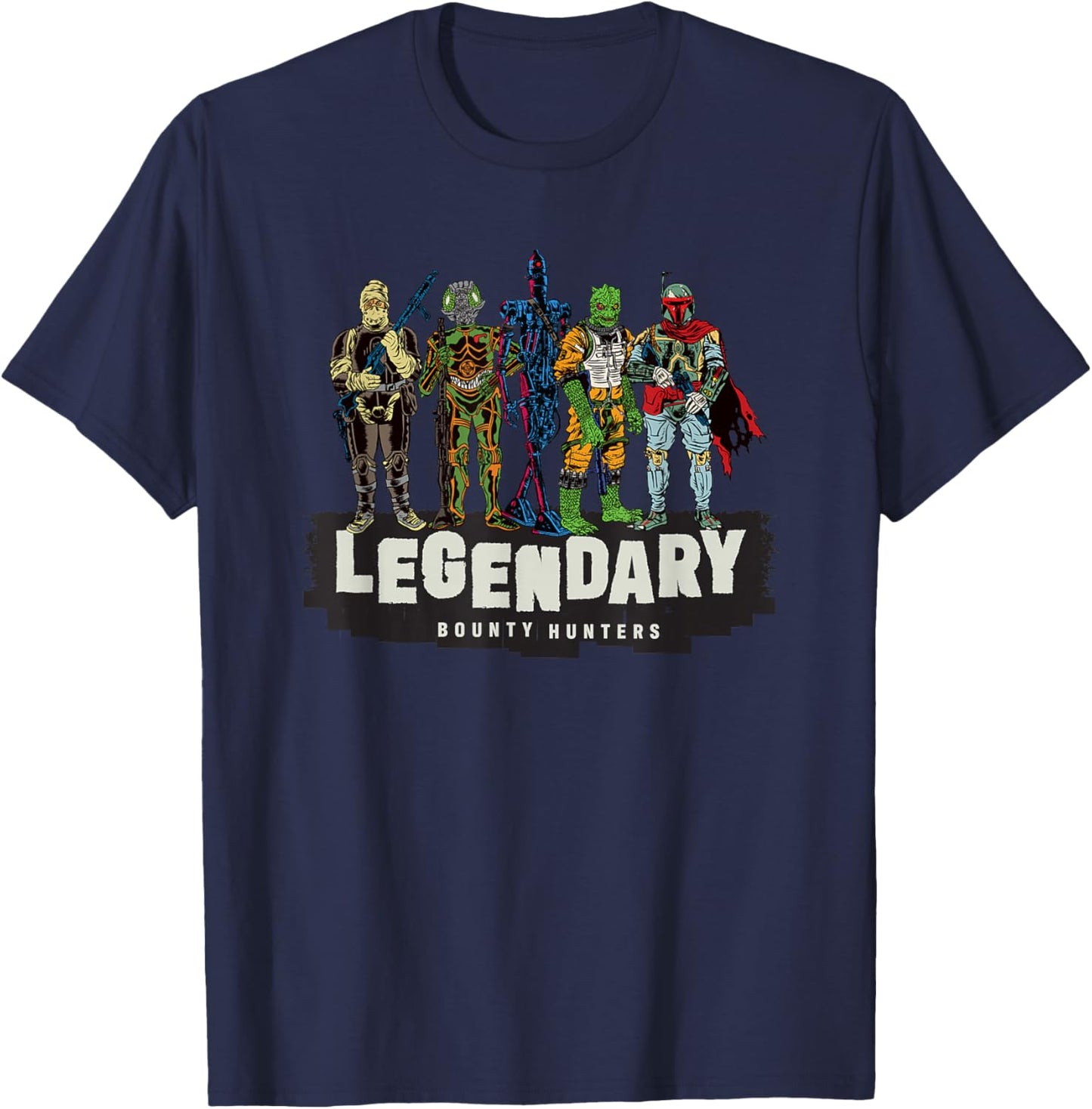Star Wars Legendary Bounty Hunters Boba Fett IG-88 Bossk T-Shirt - T-Shirt | Navy
