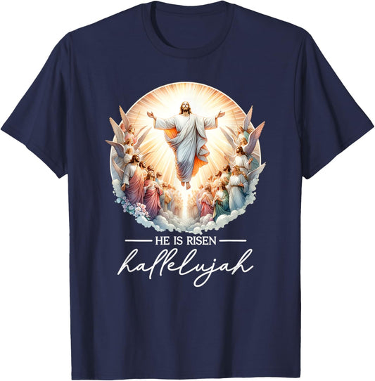 2025 Pâques Jésus-Christ ressuscité Belle Résurrection T-Shirt - T-Shirt | Navy