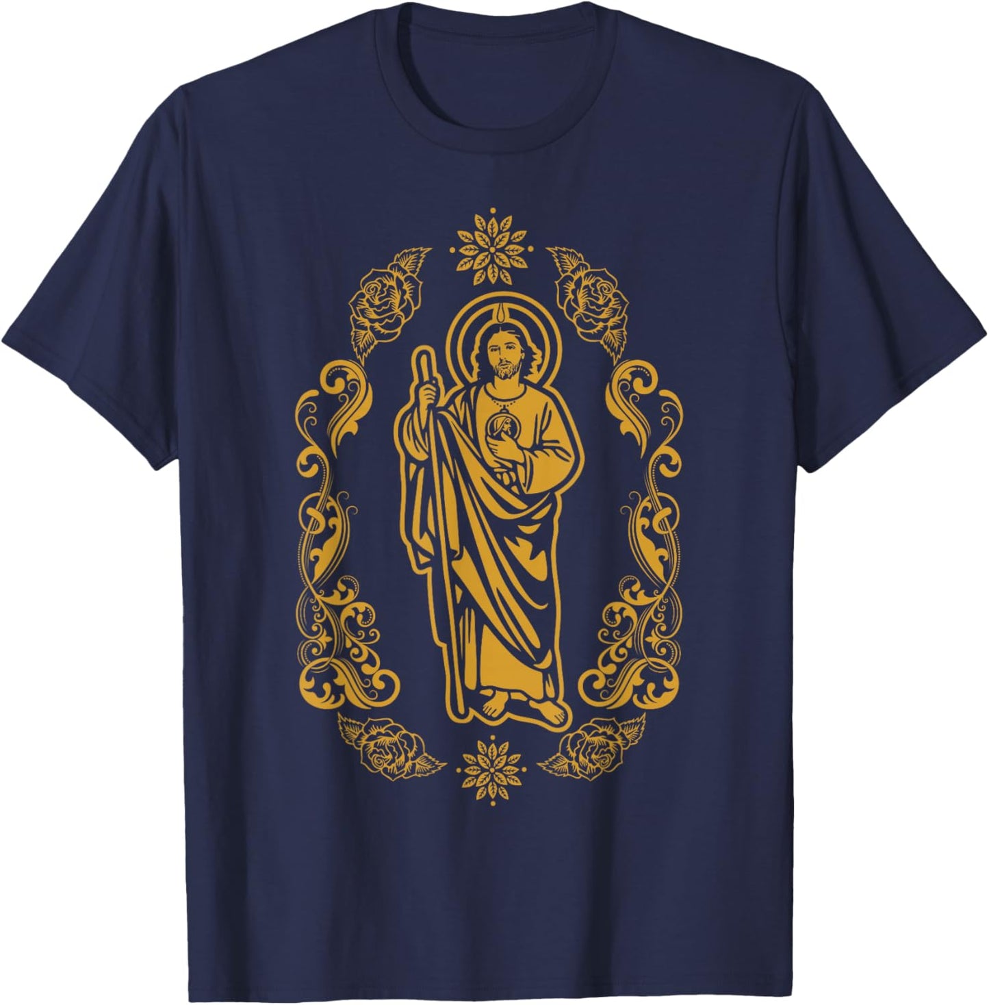 San Judas Tadeo Religious Mexican Saint Jude Christian T-Shirt - T-Shirt | Navy