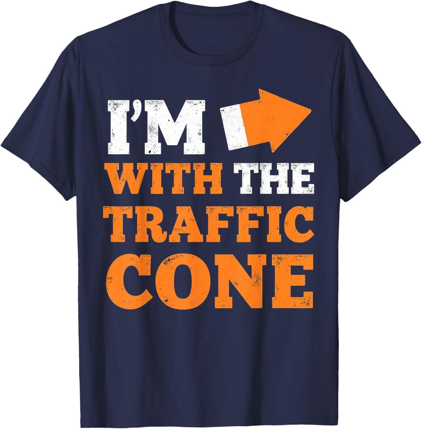 I'm With The Traffic Cone Funny Halloween Couple T-Shirt - T-Shirt | Navy