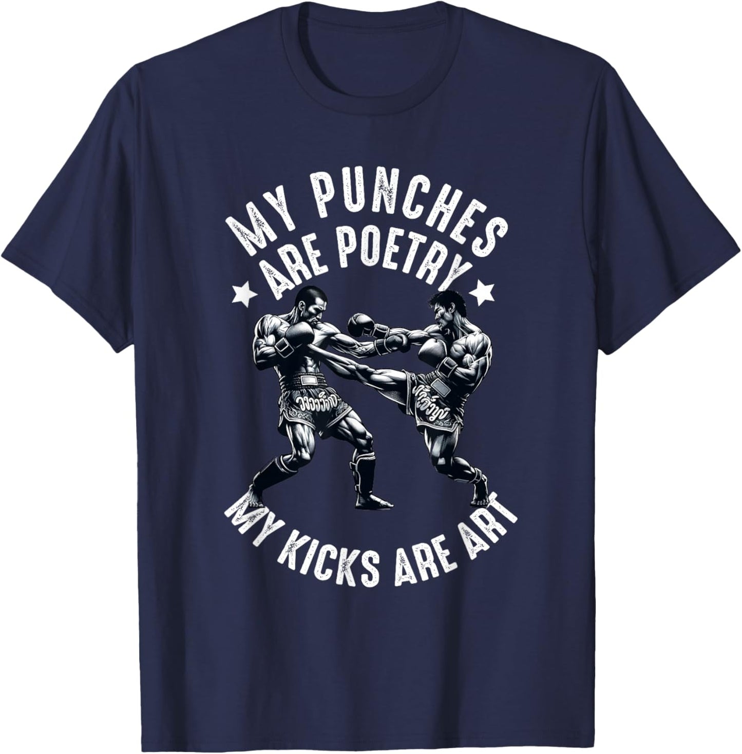 Muay Thai Fighter Dad Boys Thai Kickboxing Fighting T-Shirt - T-Shirt | Navy