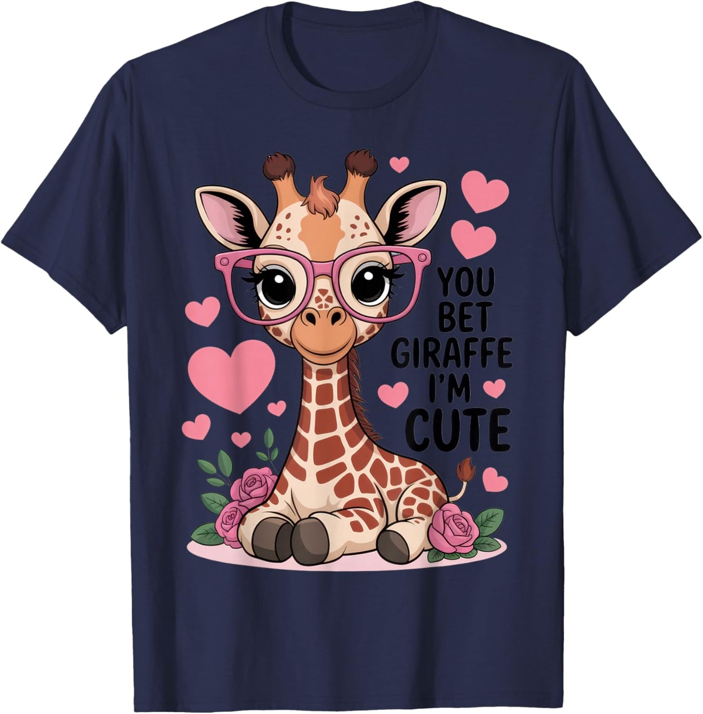 You Bet Giraffe I'm Cute Funny Animal Lovers for Kids T-Shirt - T-Shirt | Navy