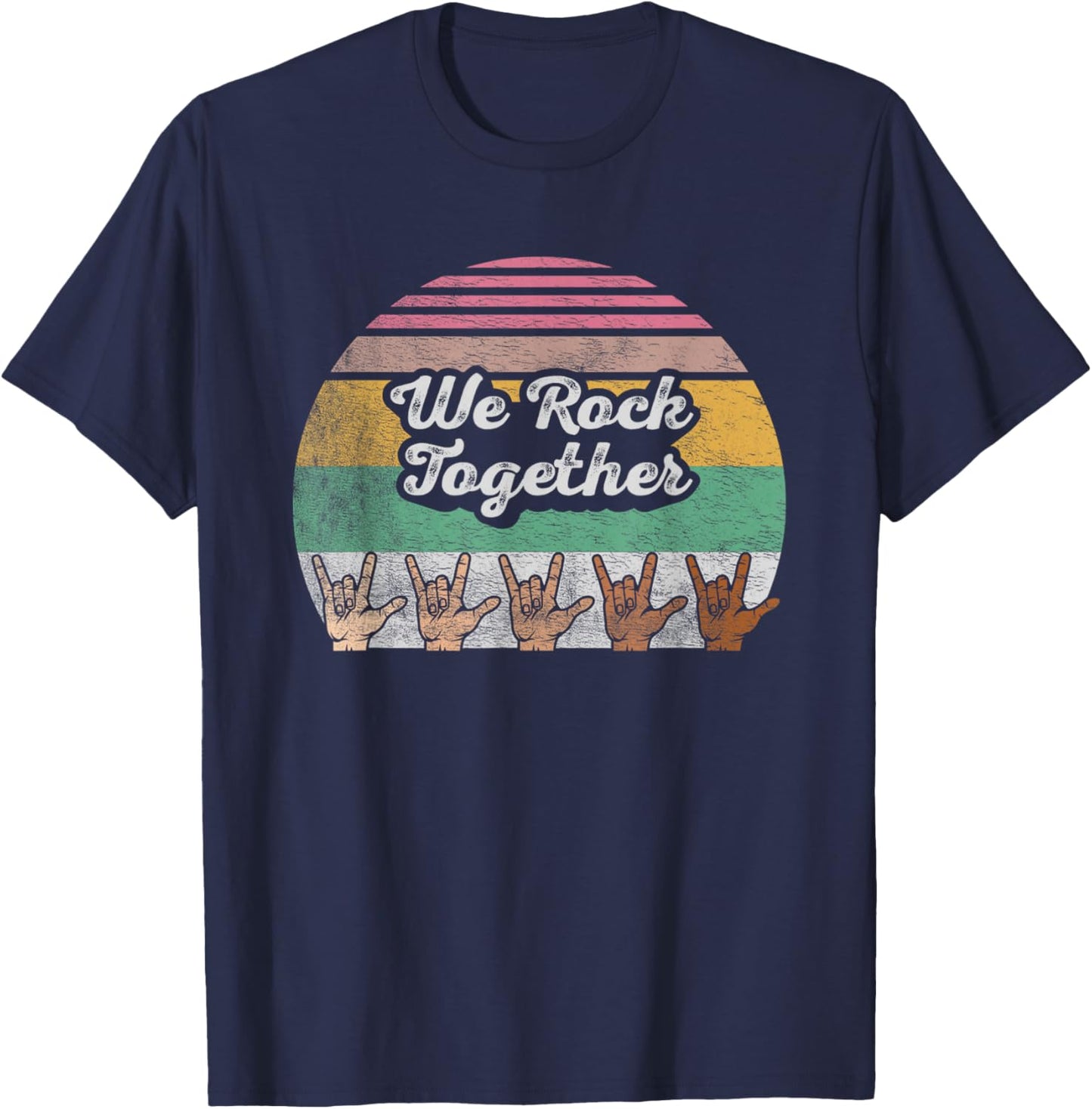 We Rock Together Unity Diversity Inclusion Harmony T-Shirt - T-Shirt | Navy