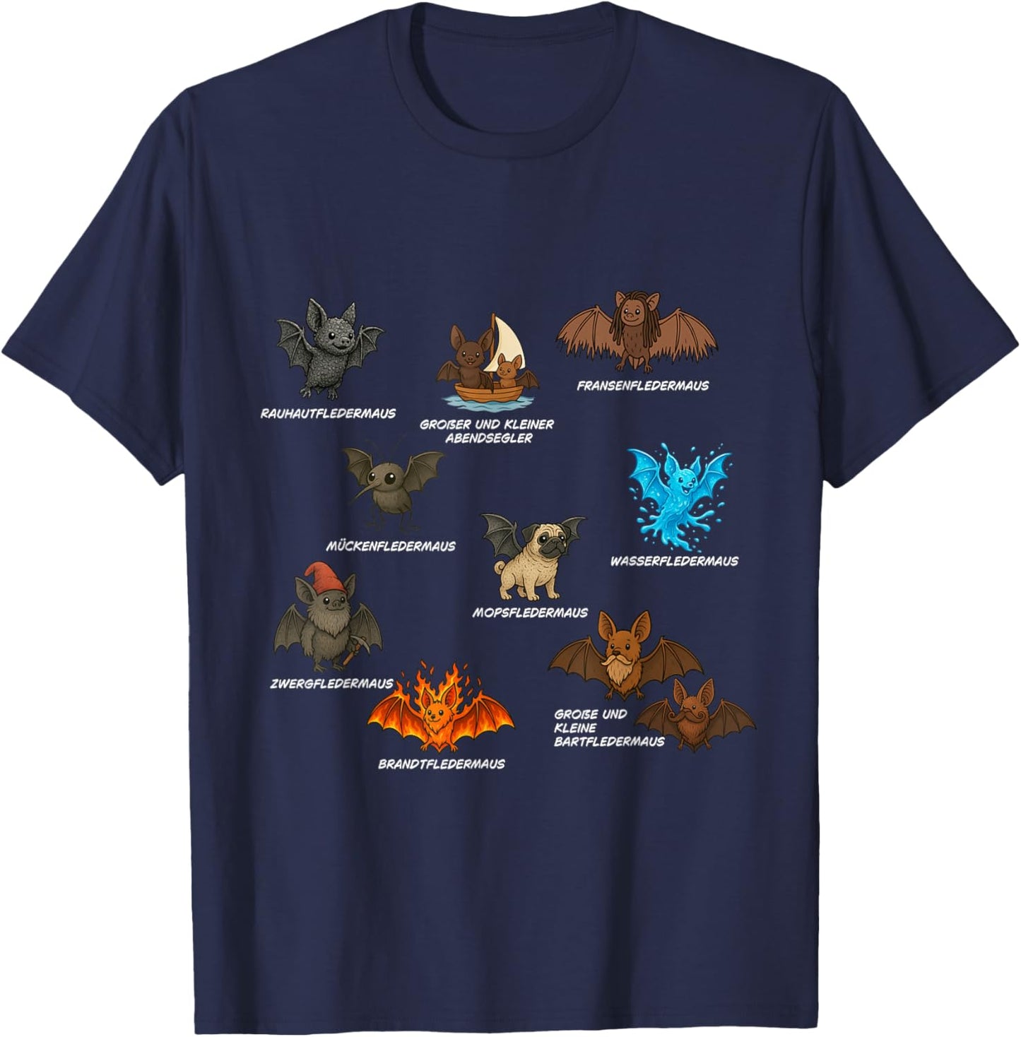 Bat Biologist Funny Word Joke Cute Funny Funny T-Shirt - T-Shirt | Navy