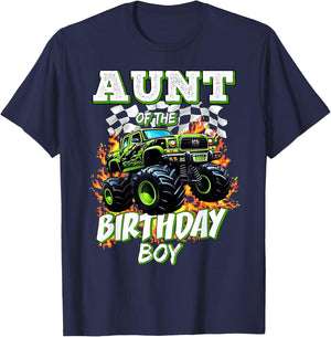Aunt of The Birthday Boy Monster Truck Birthday Kids T-Shirt - T-Shirt | Navy