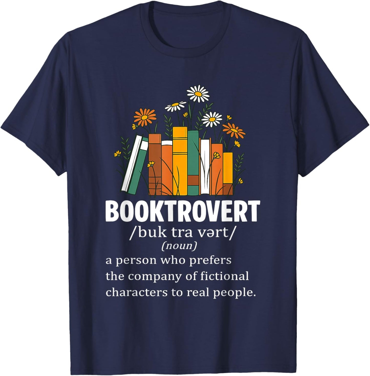 Booktrovert Definition Book Reader Book Nerd Book Reading T-Shirt - T-Shirt | Navy