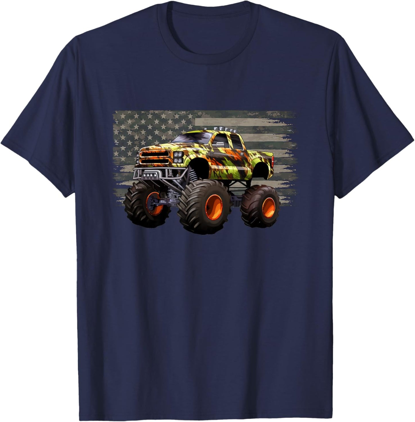 Monster Trucks USA Flag 4th July Monster Truck T-Shirt - T-Shirt | Navy