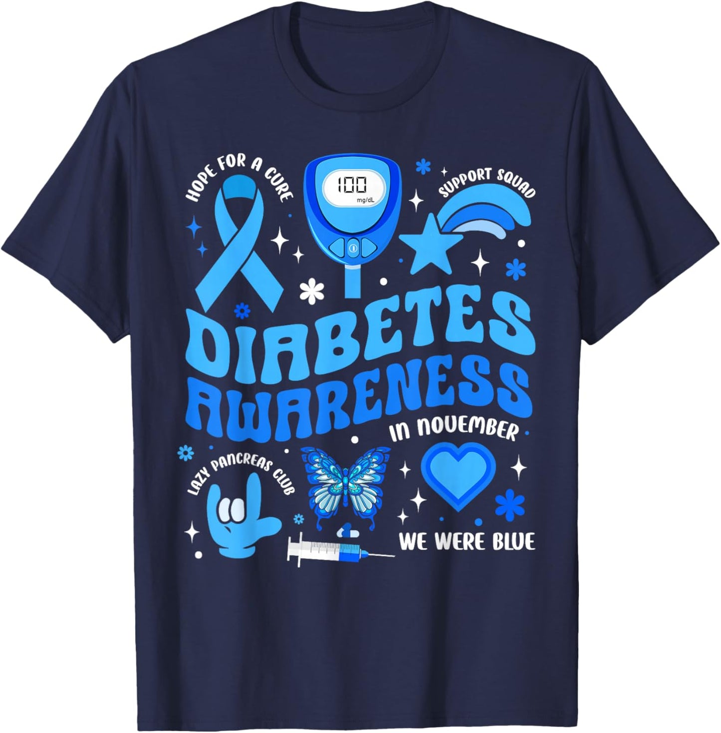 Diabetes Awareness Toddler Ribbon T1D Support Warrior Squad T-Shirt - T-Shirt | Navy