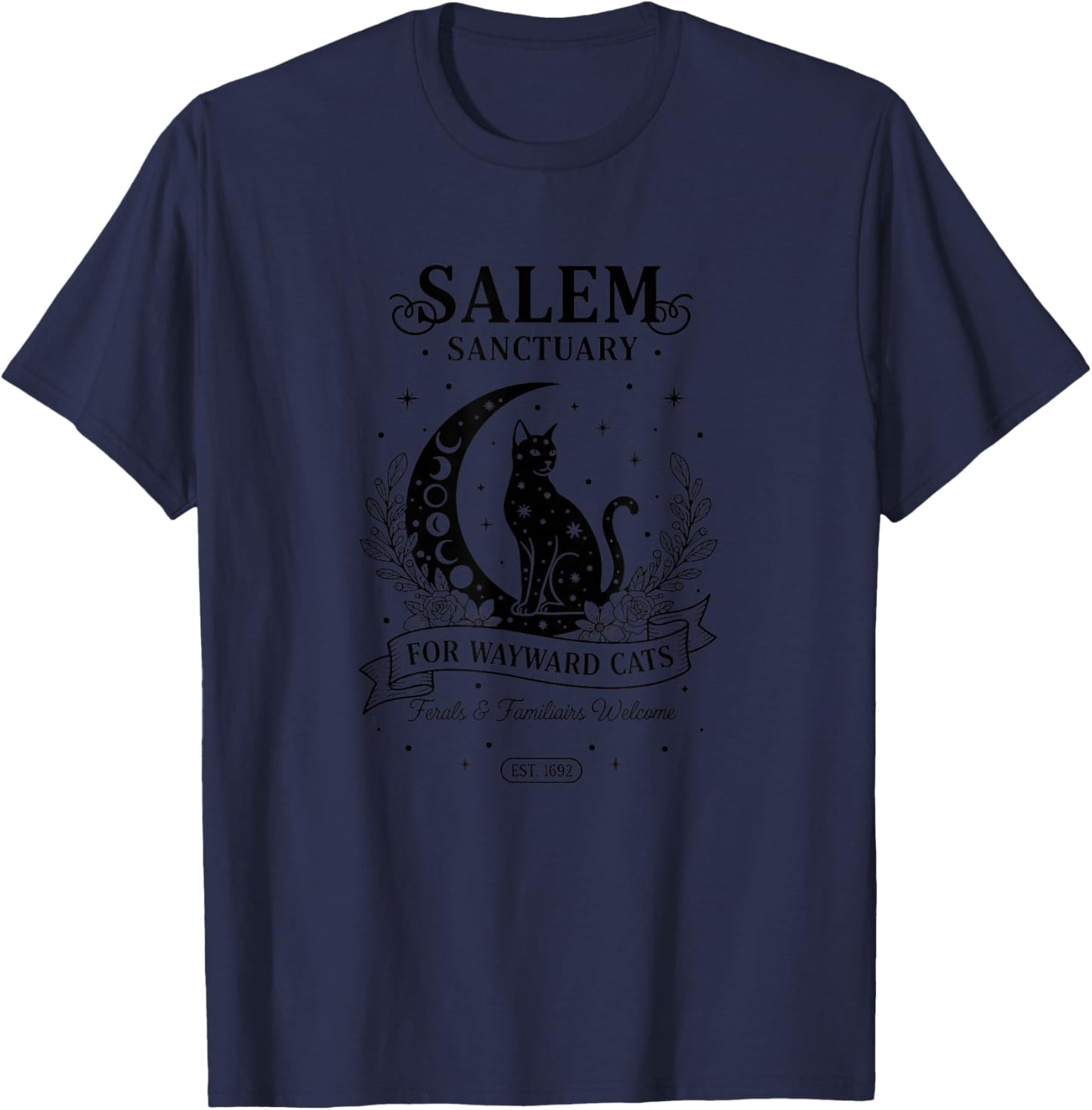 Halloween Salem Sanctuary Wayward Cats - Ferals & Famili T-Shirt - T-Shirt | Navy